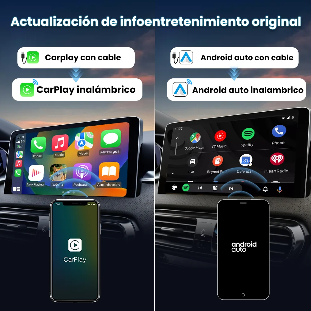 CarlinKit-Adaptateur CarPlay sans fil Android Auto, Spotify pour Mazda, Toyota, Mercedes, KIT, Volvo, Kia, Boîte 4 en 1, 5.0 2AIR