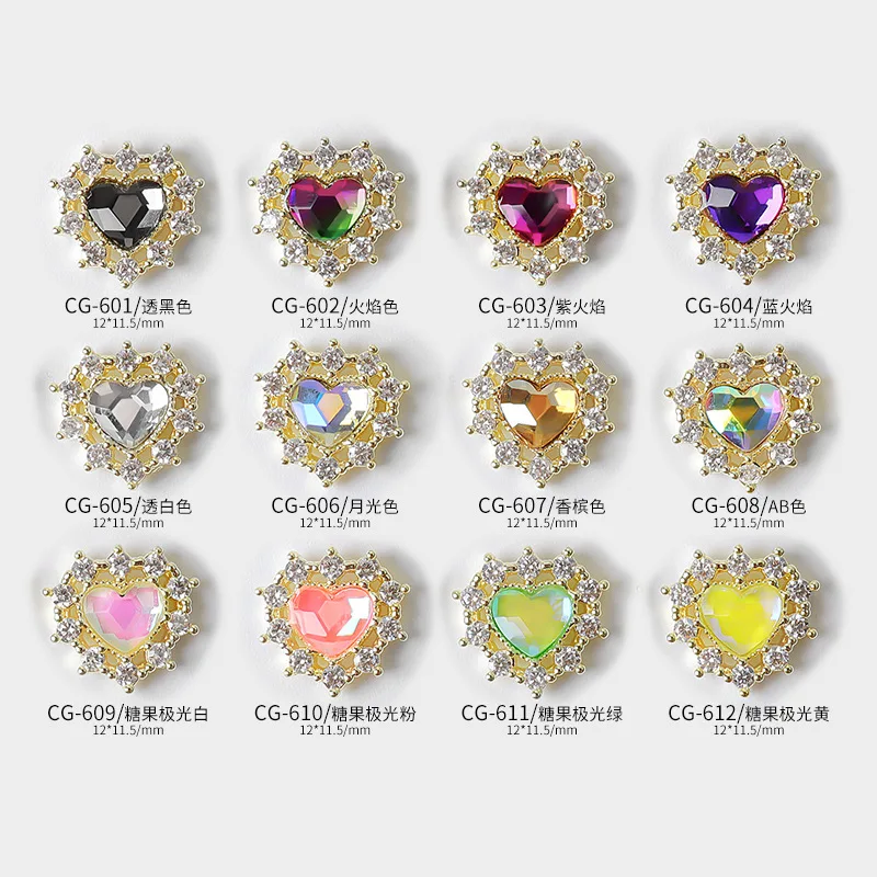 5 Stuks Nail Art Zirkoon Hartvormige Charmes Valentijnsdag Schitteren 12X11.5 Liefde Hart Ontwerpen Charmes Voor Nail Art Decoratie