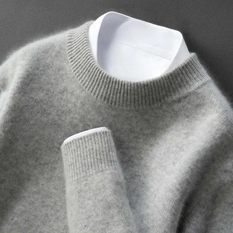 CHICUU 남성 기본 모크넥 캐시미어 풀오버 100% 캐시미어 스웨터 가을 겨울 두꺼운 따뜻한 긴팔 캐시미어 니트웨어 탑