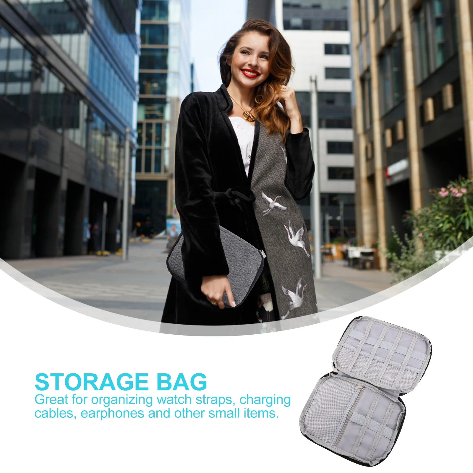

Cable Storage Bag for Watch Bands Heavy Duty Fabric Resists Wear Tear Portable Size Fits All Small Accessories Great for Gifting