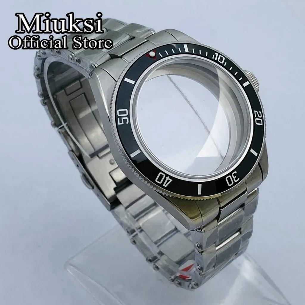 Miuksi 39mm silver sterile watch case domed sapphire glass fit NH35 NH36 NH34 NH38 NH39 NH70 ETA2824 PT5000 movement