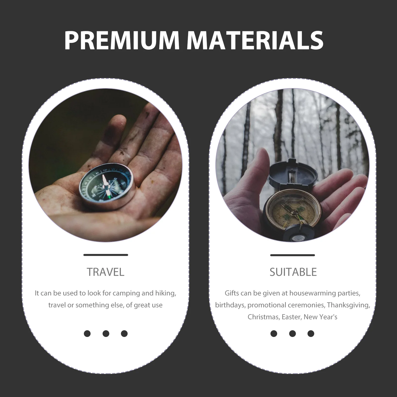 

Vintage Style Portable Hiking Map Camping Outdoor Survival Lightweight Travel Compact Multi Functional Small Compass For
