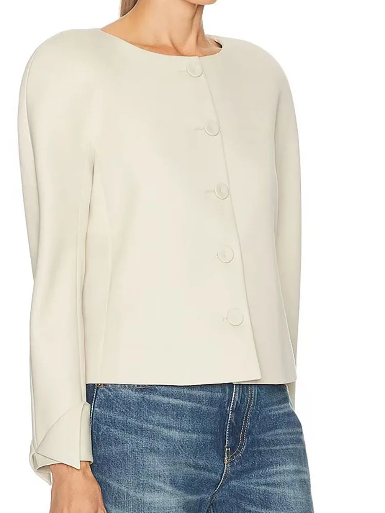 Formal round-neck single-button short jacket - versatile for work, slimming and simple style, 2026 new design