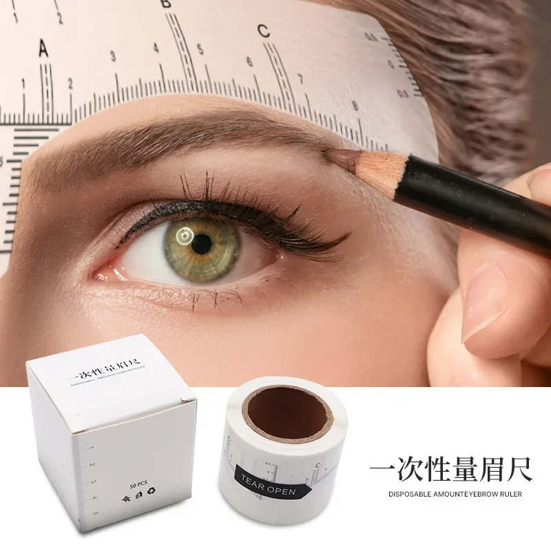 

50Pcs Disposable Eyebrow Stencil Makeup Microblading Measure Tattoo Ruler Beauty Tool Eye Brow Stencil Eyebrow Line Profesional