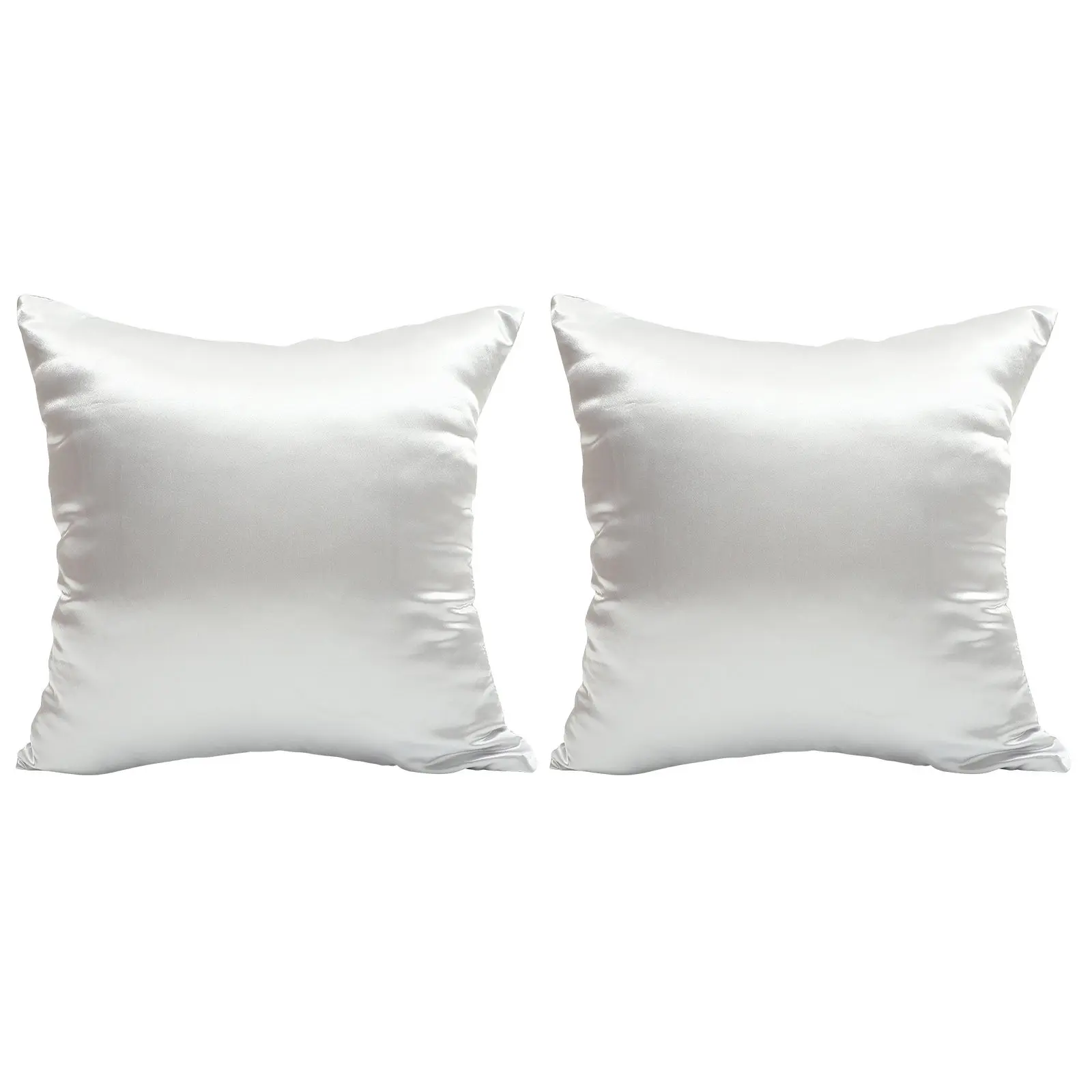 2Pcs Satin Pillow Case for Sofa Square Euro Sham Size Silky Lustrous Resilient Feel Comfortable Decorative Cushion Cover Stylish
