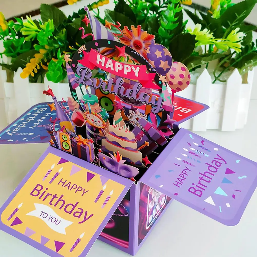 Handmade Celebration Card Foldable 3D Greeting Cards Handcrafted Happy Birthday Card Adult Kids Celebration Card