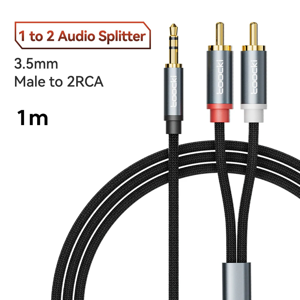 Toocki 3.5mm RCA Kabel Jack naar 2RCA Aux Audio Kabel voor Smartphone TV Box Apple RCA Splitter Aux draad voor Home Theater Speaker