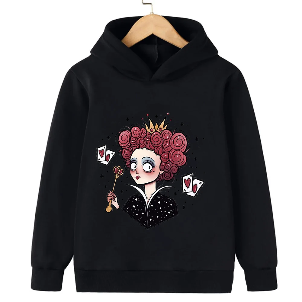 

Children Hoodie Disney Alice in Wonderland Pullover Red Queen Kids Casual Clothes Kawaii Sweatshirts for Girl Boy Cartoons Tops