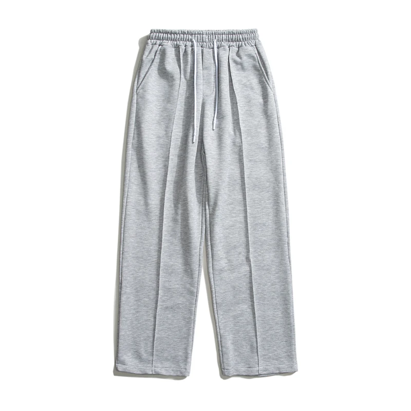 2023 Spring New Men's Baggy Sweatpants Korean Fashion Streetwear Light Grey Straight Wide Leg Pants Casual Trousers Male