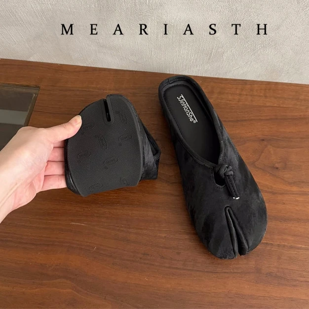 New Tabi Ninja Shoes Woman Microfiber Leather Comfy Flats Split Toe Slippers Soft Bottom Loafers Ballet Ladies Ladies Loafers
