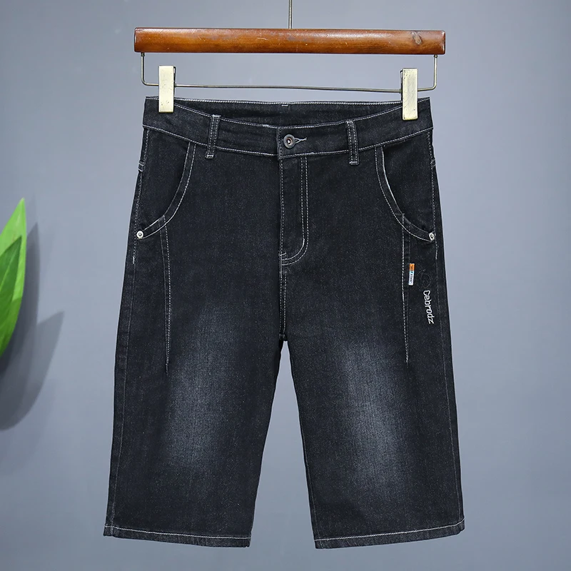 

New Summer Men's Denim Shorts Personality Bermuda Straight Stretch Casual Jeans Cotton Soft Fashion Embroidery Male Short Pants