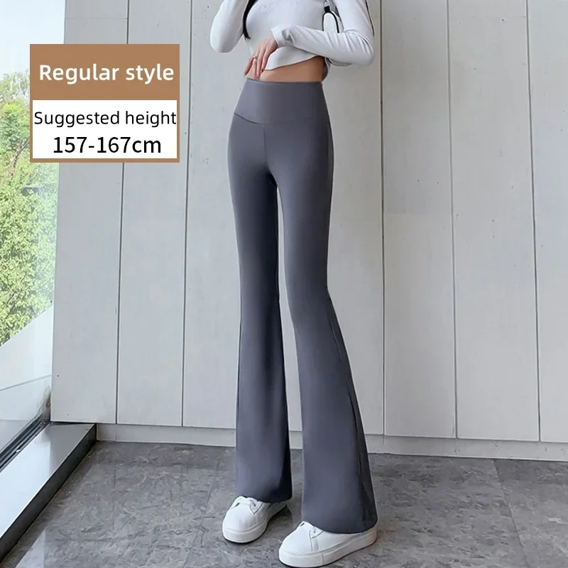 Celana ketat wanita pinggang tinggi, celana ketat wanita kantor elegan, celana tanduk mikro, celana pelangsing Skinny, hangat, mewah, Y2k, celana Flare pinggang tinggi, untuk wanita