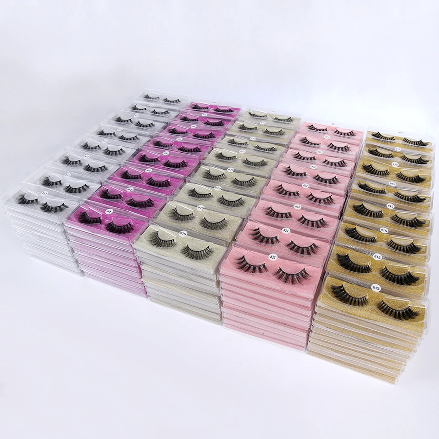 

Wholesale Mink Lashes 10/30/50 Pcs Eyelashes Bulk 3D Natural False Eyelashes Wispy Lashes Long Faux Cils Bulk Pink Eyelash Box