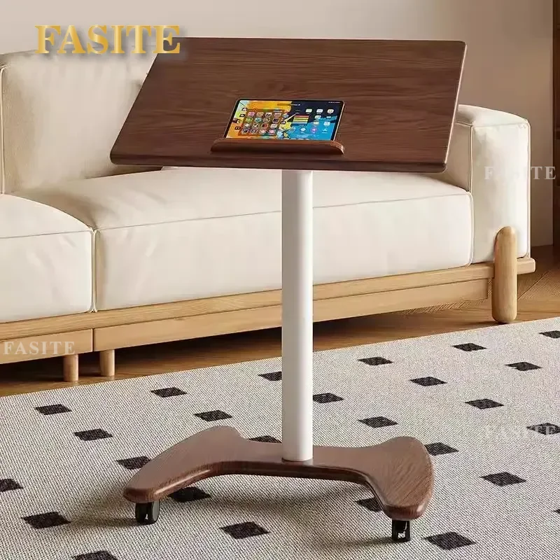 For Solid Wood Lifting Table Mobile Office Podium Station Learning Desk Simple Folding Small Desk with Pulley System