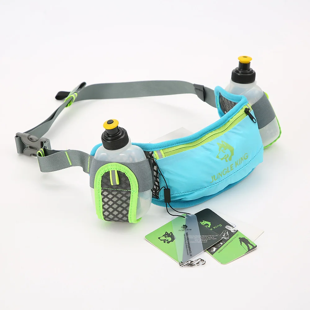 JUNGLE KING CY2675 Marathon Jogging Cycling Running Hydration Belt Waist Bag Pouch Fanny Pack Phone Holder with Water Bottles