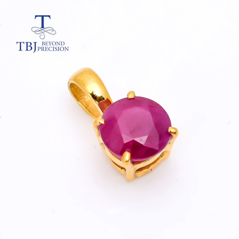 Simple natural Ruby round 8mm 3.25ct  pendant necklace women's light luxury fine jewelry 925 sterling silver anniversary gift