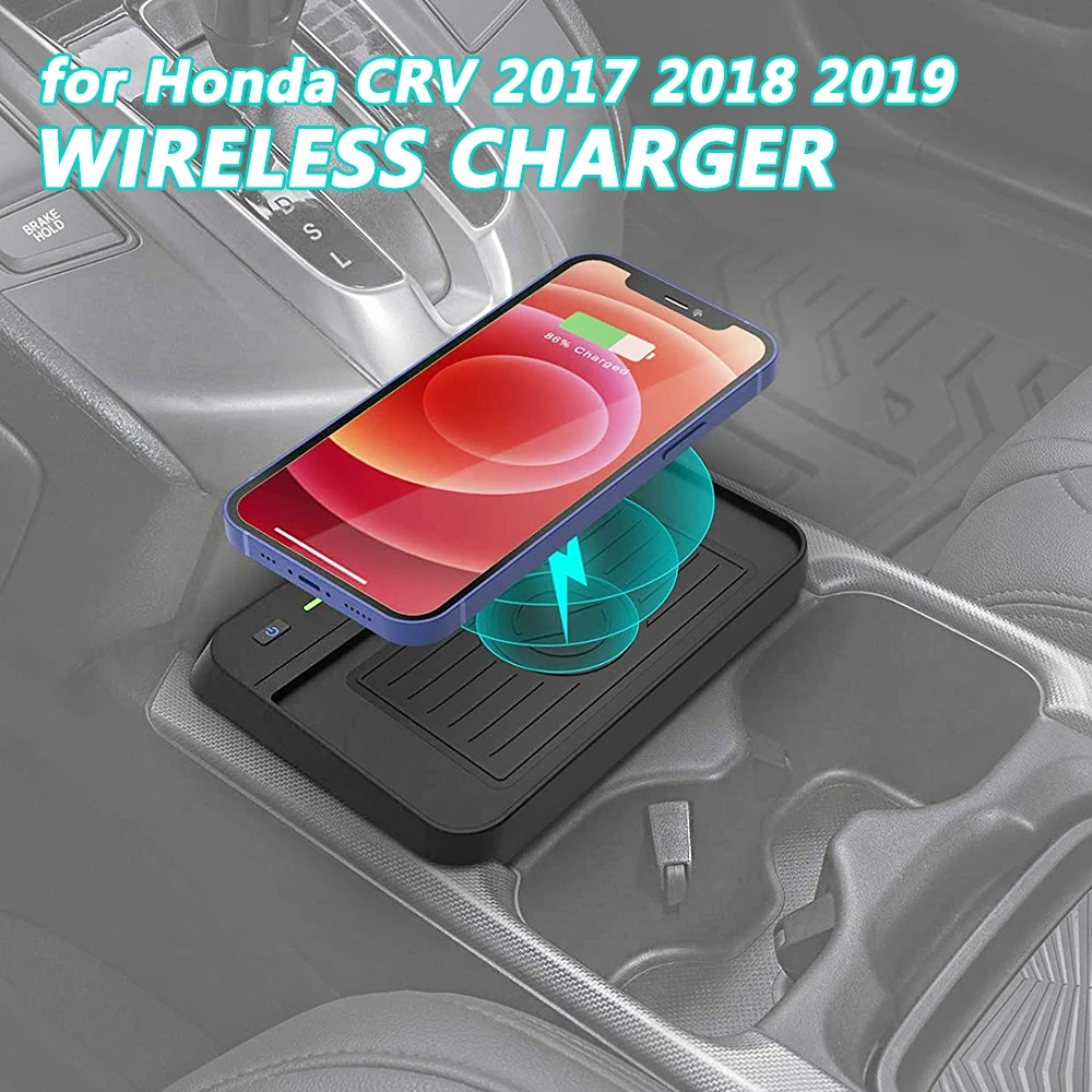 

for Honda CRV 2019 2018 2017 QI Wireless Charger Center Console Accessories Induction Charging Storage Box Interior Retrofit