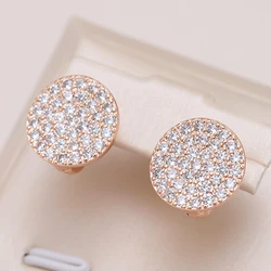 Kinel Hot 585 Rose Gold Color Earrings For Women MFull Paved Shiny Natural Zircon Stud Earrings Wedding Jewelry Valentines Gifts