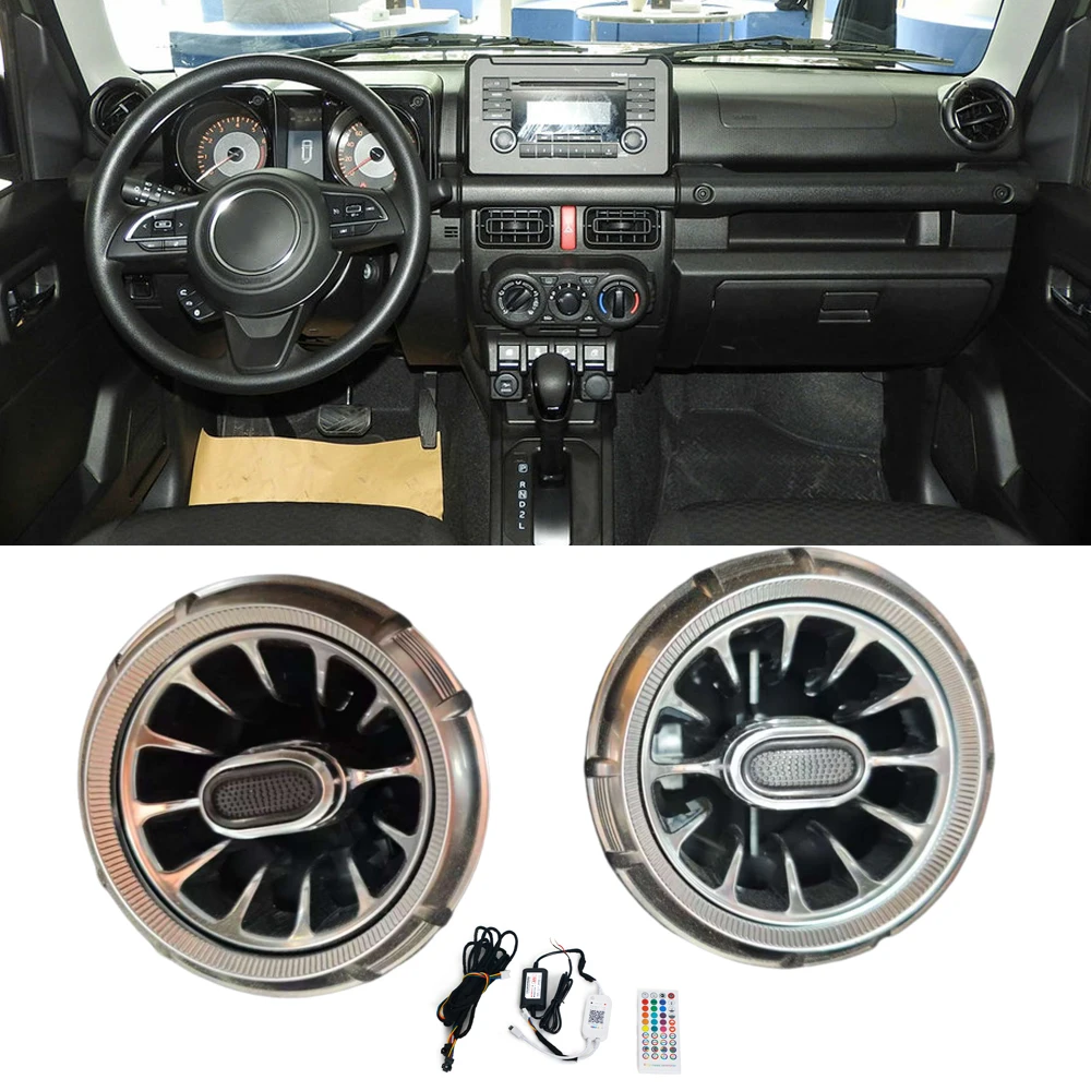 For Suzuki Jimny 2018-2021 LED Front Dashboard AC Air Condition Vent Outlet Turbo Interior Trim Car Accessories