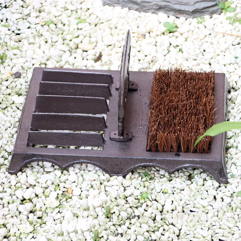 Vintage Cast Iron Boot Scraper And Cleaner Rectangle Rustic Brown Victorian Style Wrought Iron Boot Brushes Shoe Scrapers Heavy