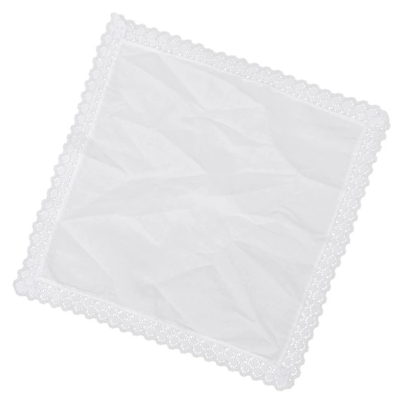 Y88a pañuelo encaje blanco Damas algodón Hankies Lacy Bandana