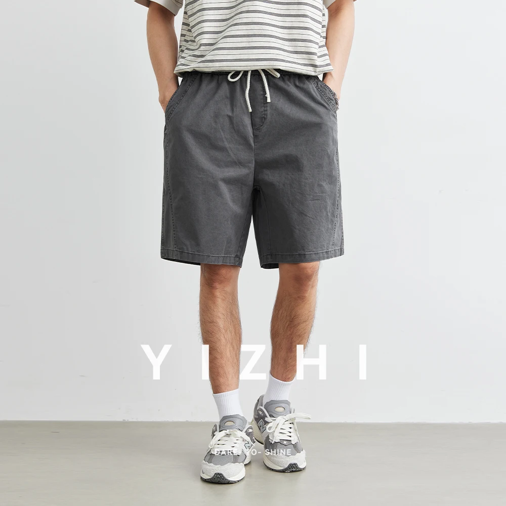 100% Cotton Men's Casual Shorts Summer New Loose Comfortable Breathable Thin Beach Pants Solid Color Shorts Men's Clothing