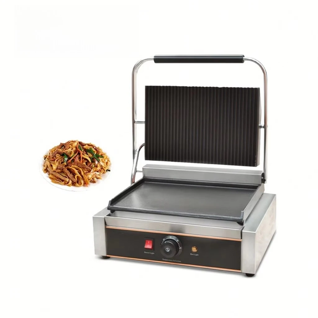 Non-stick commercial single head oven, full groove stainless steel body oven, sandwich panini oven, electric contact type