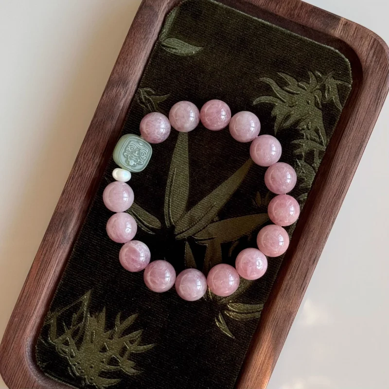 

Natural Old Mine Purple Horse Pink Zaji Ram Hetian Jade National Style Bracelet High-End Feel