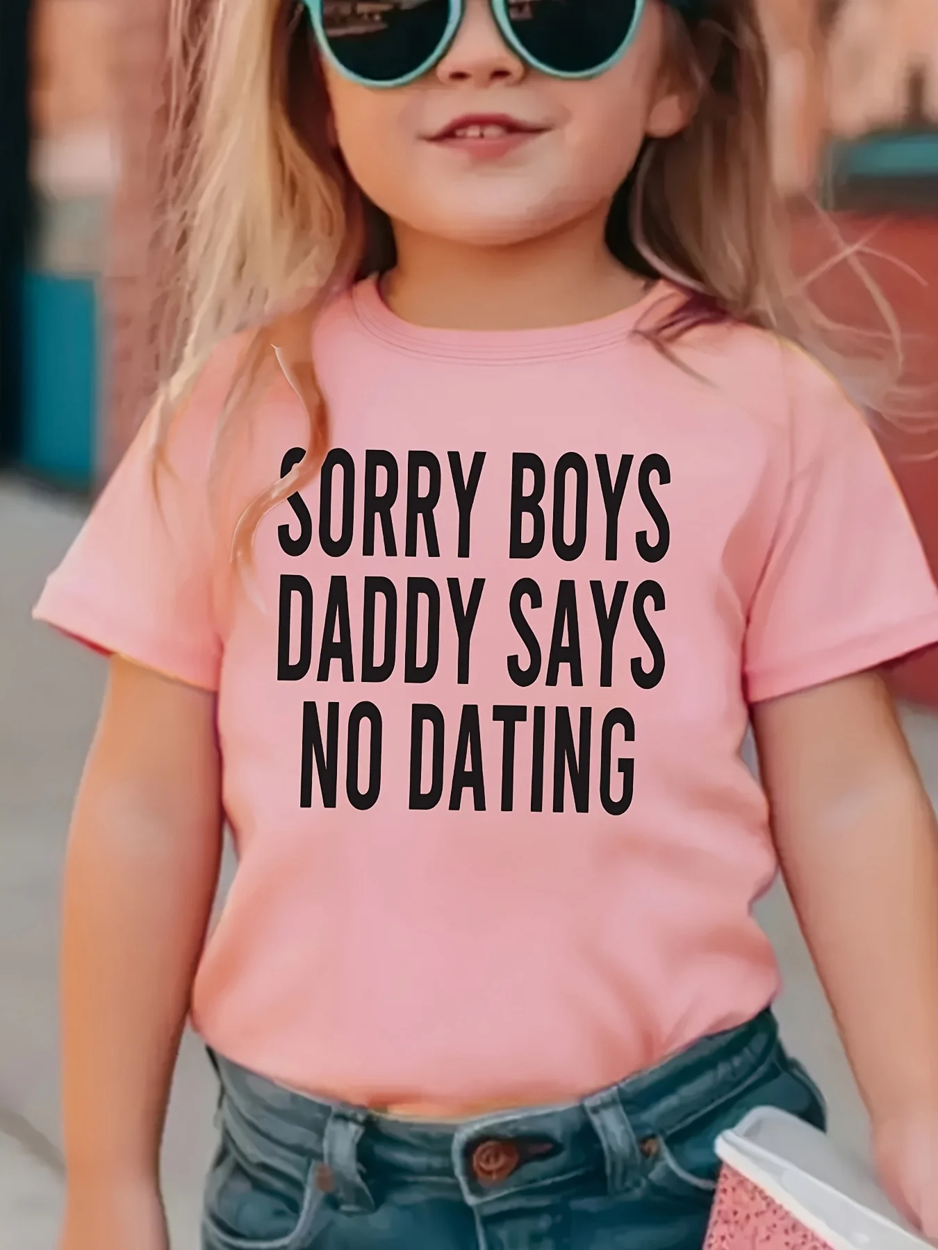 Summer Fashion Children's Short Sleeves SORRY BOYS DADDY SAYS NO DATING Letter Pattern Printed Casual Parent Child Top