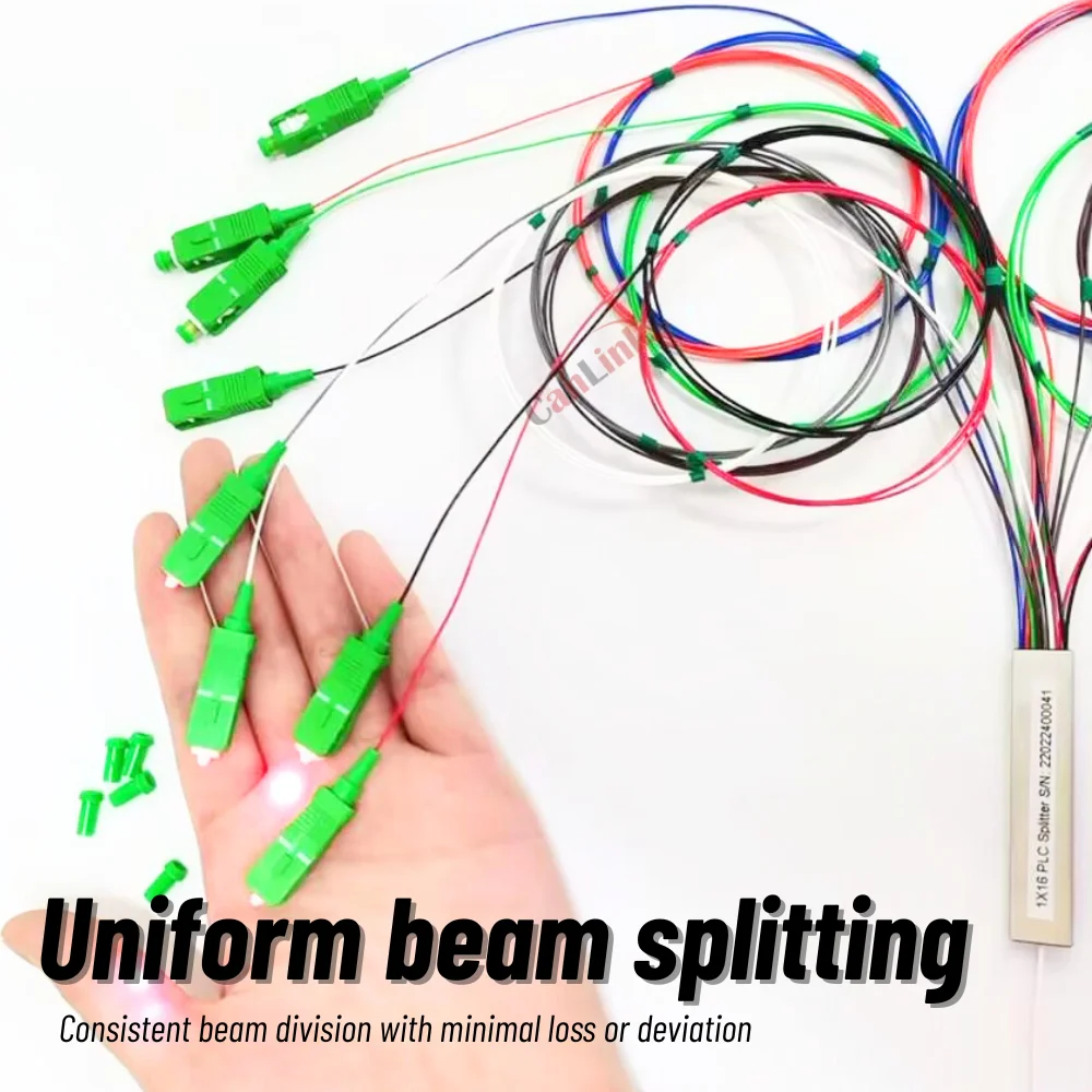 Fiber optics PLC Splitter 1X2 1X4 1X8 1X16 1X32 PLC SC/APC Fiber Optic Single Mode 0.9mm G657A1 LSZH 1m PVC Color