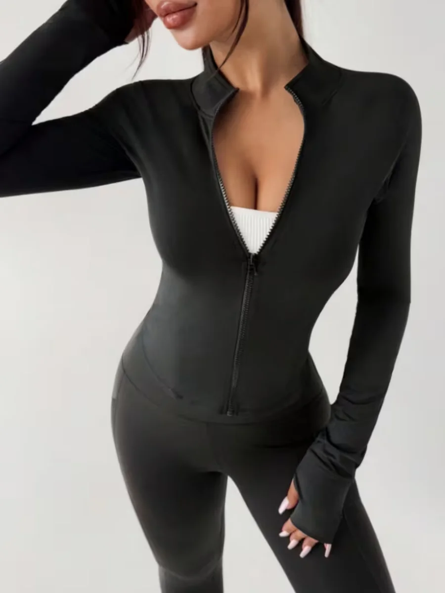 

Women's Yoga Sportswear Long Sleeve Zipper Jacket Spring Autumn Slim Fit Top for Sports