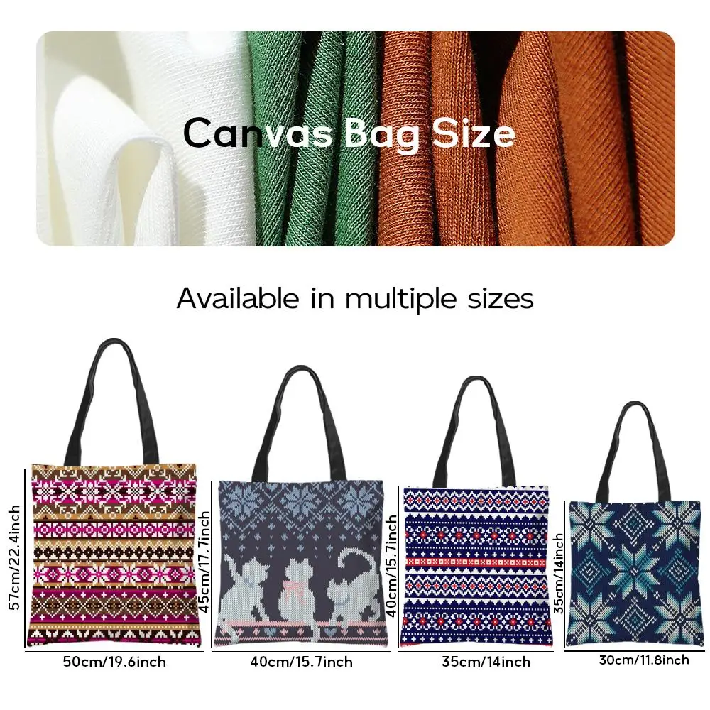 Storage Bags Pattern Tote Bag Aesthetic Canvas Shoulder Bag Lightweight Shopping Bag Fair Island Classical Sweater Pattern