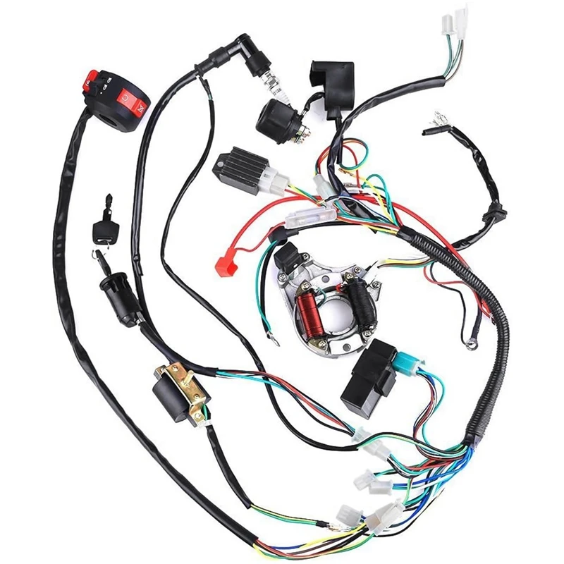 Starting Harness Line Start Ignition Kit ATV Accessories 70 90 110CC Full Vehicle Wiring Harness