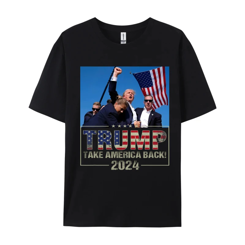 Men T-shirts Trump For President 2024 TAKE AMERICA BACK Newest T-shirt For Men Crew Neck Tops Tees Free Shipping