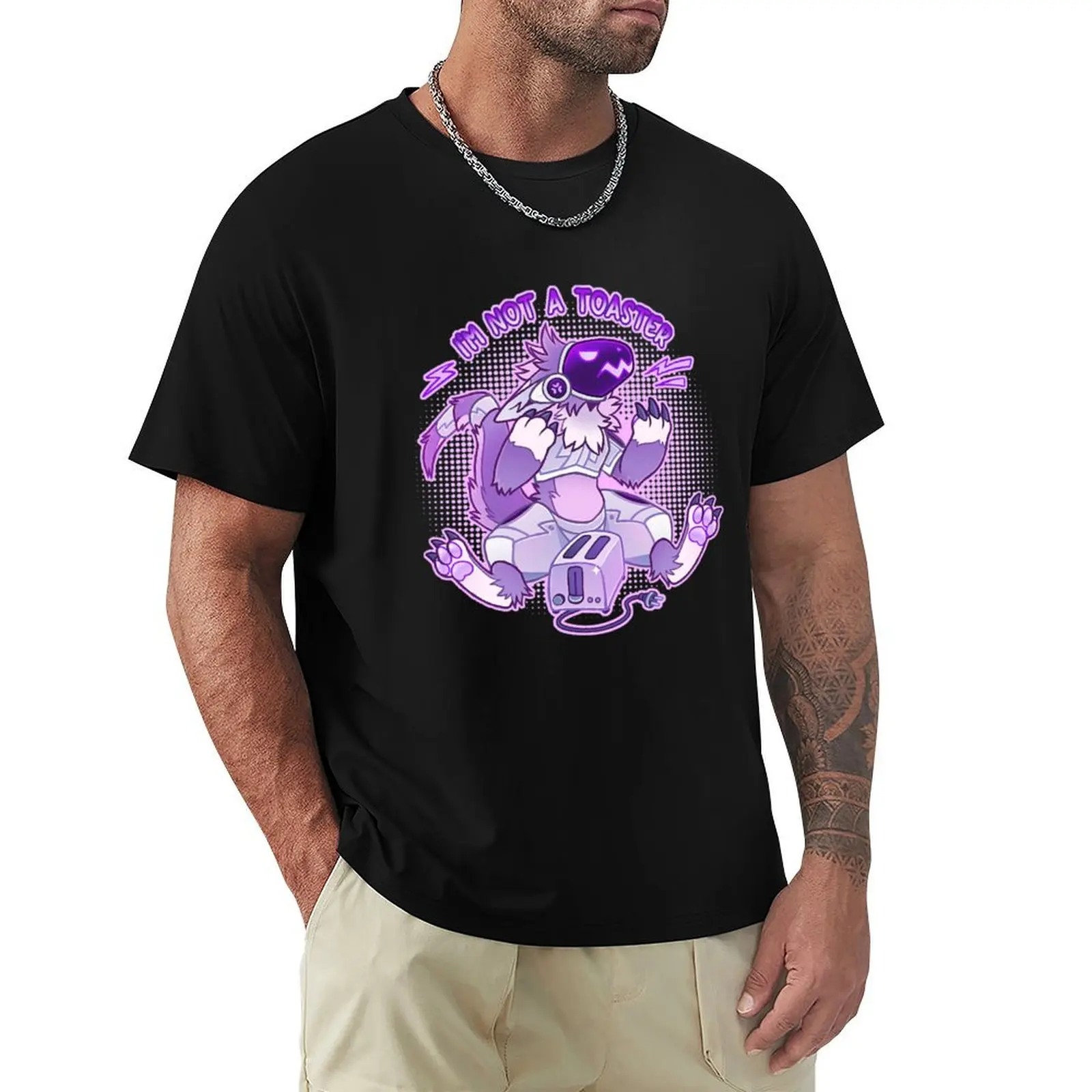 Purple Grumpy Protogen - I_m not a toaster T-Shirt funny t shirts man T-Shirt
