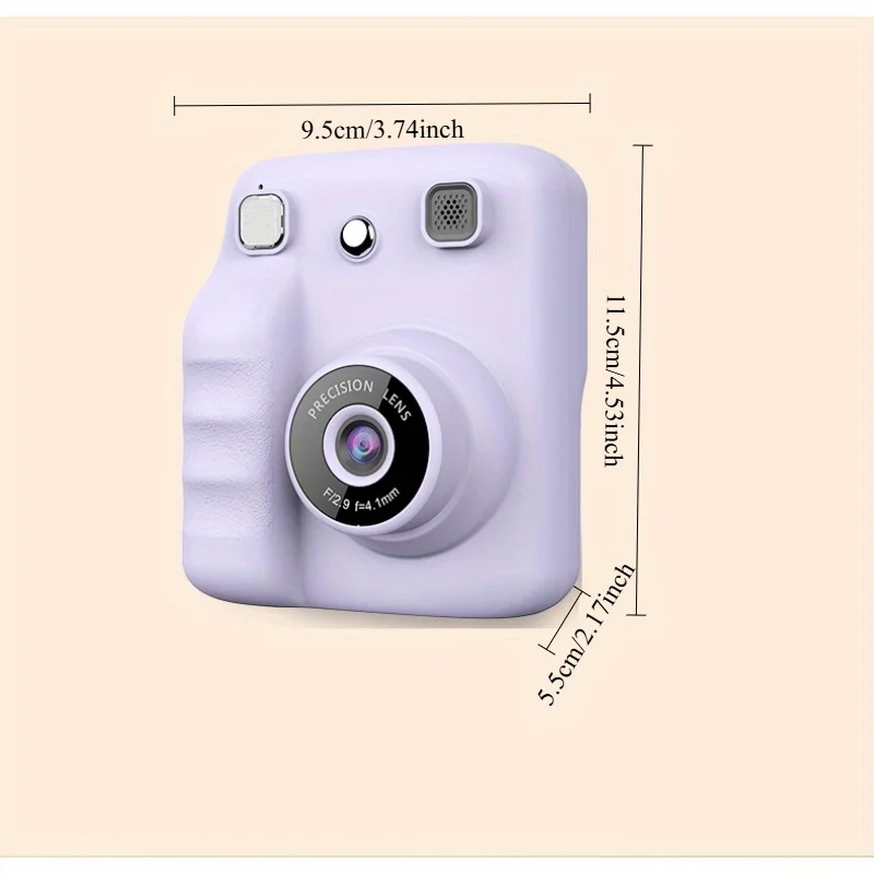 Appareil photo numérique à impression instantanée pour enfants - Appareil photo rechargeable USB avec écran 360P, écran 2,4 pouces pour cadeaux d'anniversaire, photographie,