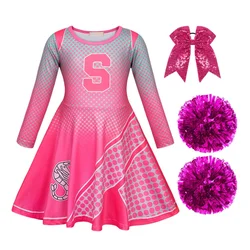 Uniforme de animadora para niñas, traje de vestir de fantasía, con 2 pompones de piezas