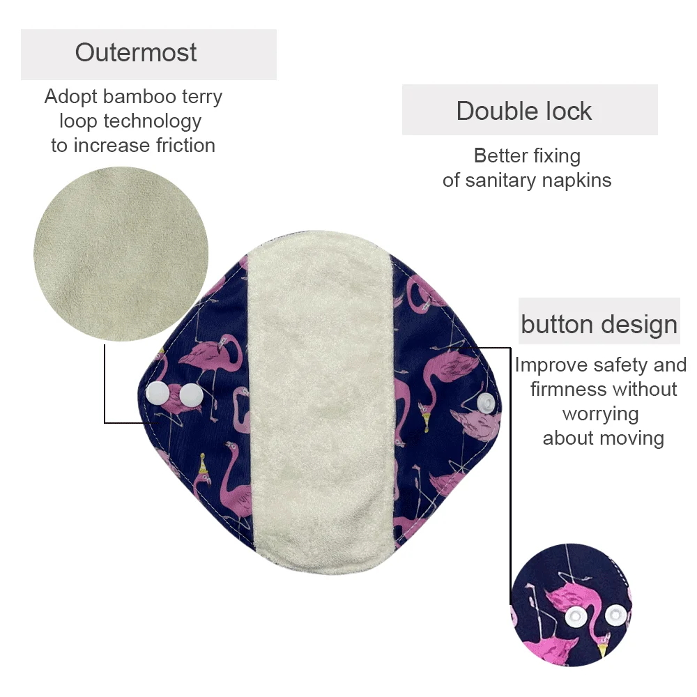 1pc bamboo reusable panty liners for women teens Sensitive Skin washable sanitary periods pad Light Incontinence menstural pads