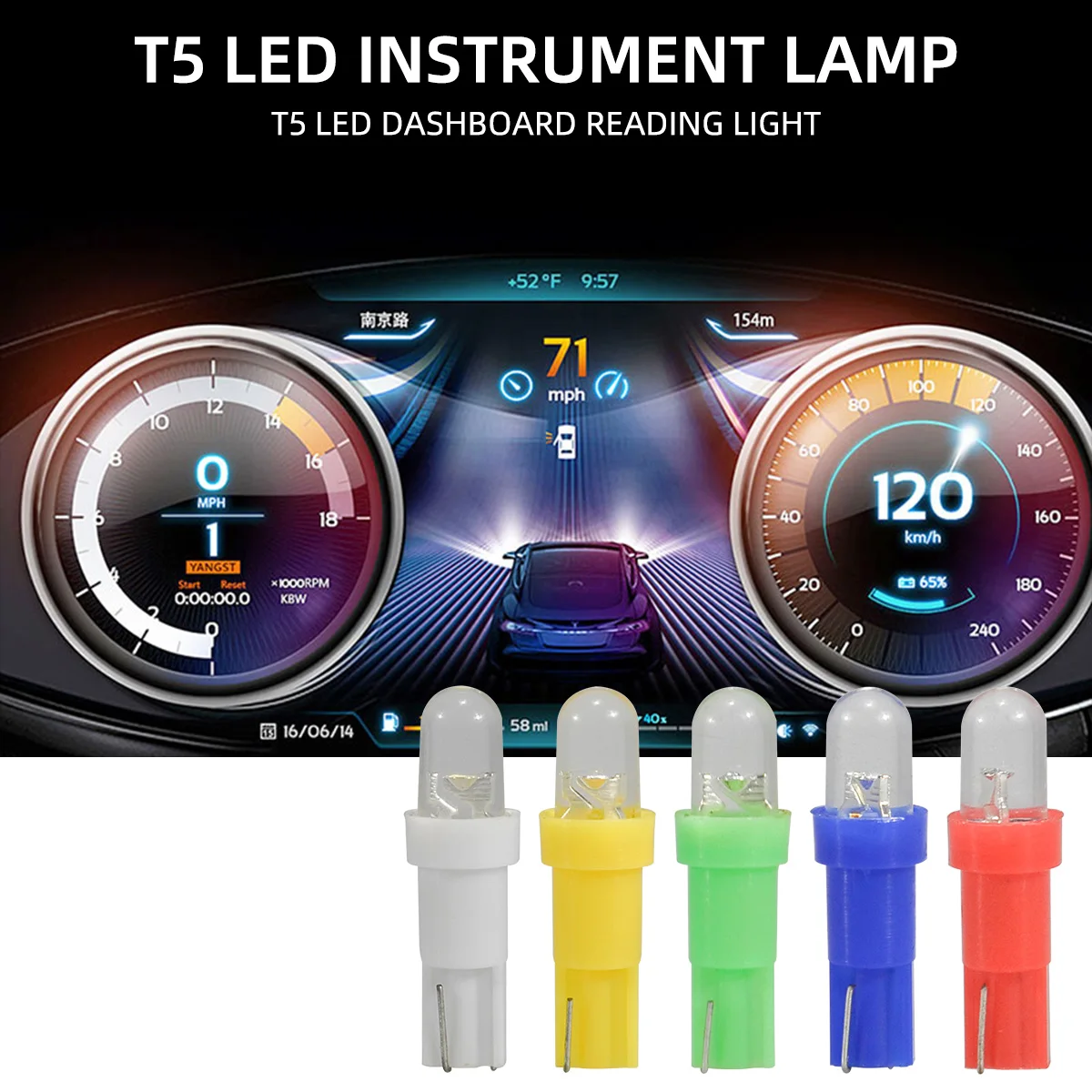 

T5 LED W3W Car Wedge Dashboard Light Super Bright 1SMD Gauge Instrument Lamp Indicator Reading Light White Blue Green Yellow