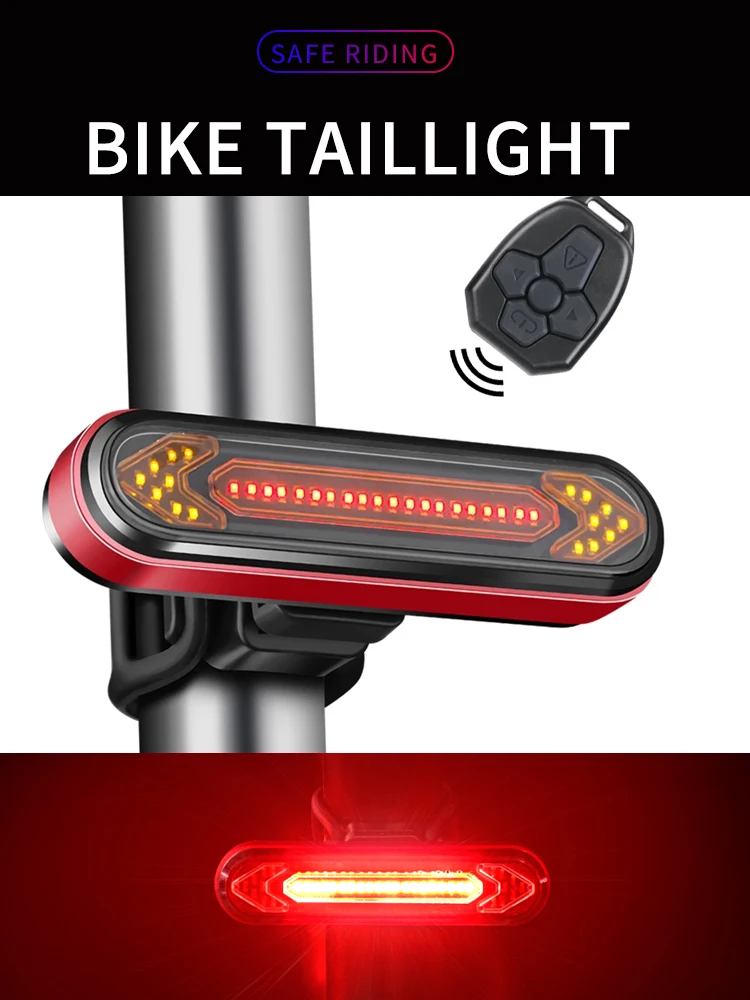 AliExpress Wind&Moon LED Bicycle Lantern USB Rechargeable Tail Light Warn Bicycle Light  Smart Wireless Remote Turn Signal Light Cycling Accessorie