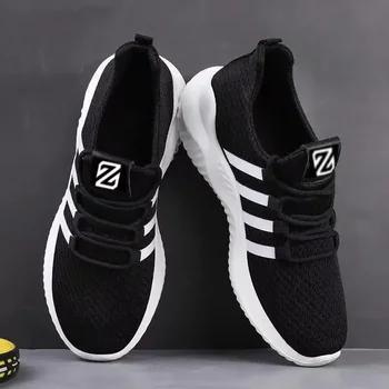 Men Mesh Breathable Comfortable Jogging Trainer Shoes Outdoor Walking Black Sneakers Fashion Couple Casual Sports Shoes