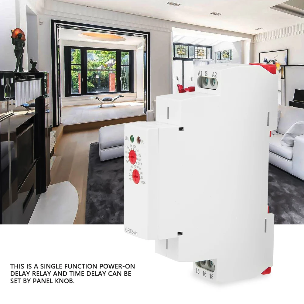 

GRT8-A1 Мини-реле времени задержки включения питания на DIN-рейку типа переменного/постоянного тока 12 В ~ 240 В