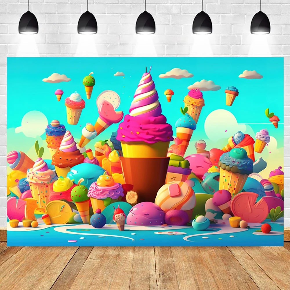 Candy World Backdrop Sweet Candyland Castle Lollipop House Baby Birthday Cake Smash Party Portrait Background Photo Studio Props