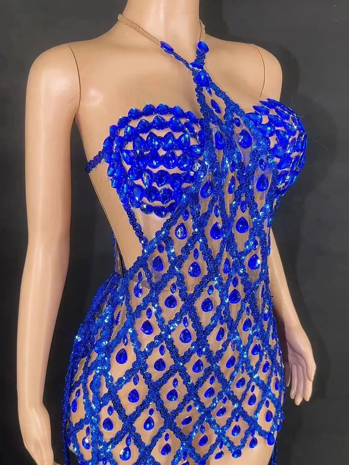 

ZD ZD hot sale sexy sequin skirt two-piece set nightclub sparkling rhinestone show dress birthday party evening dress