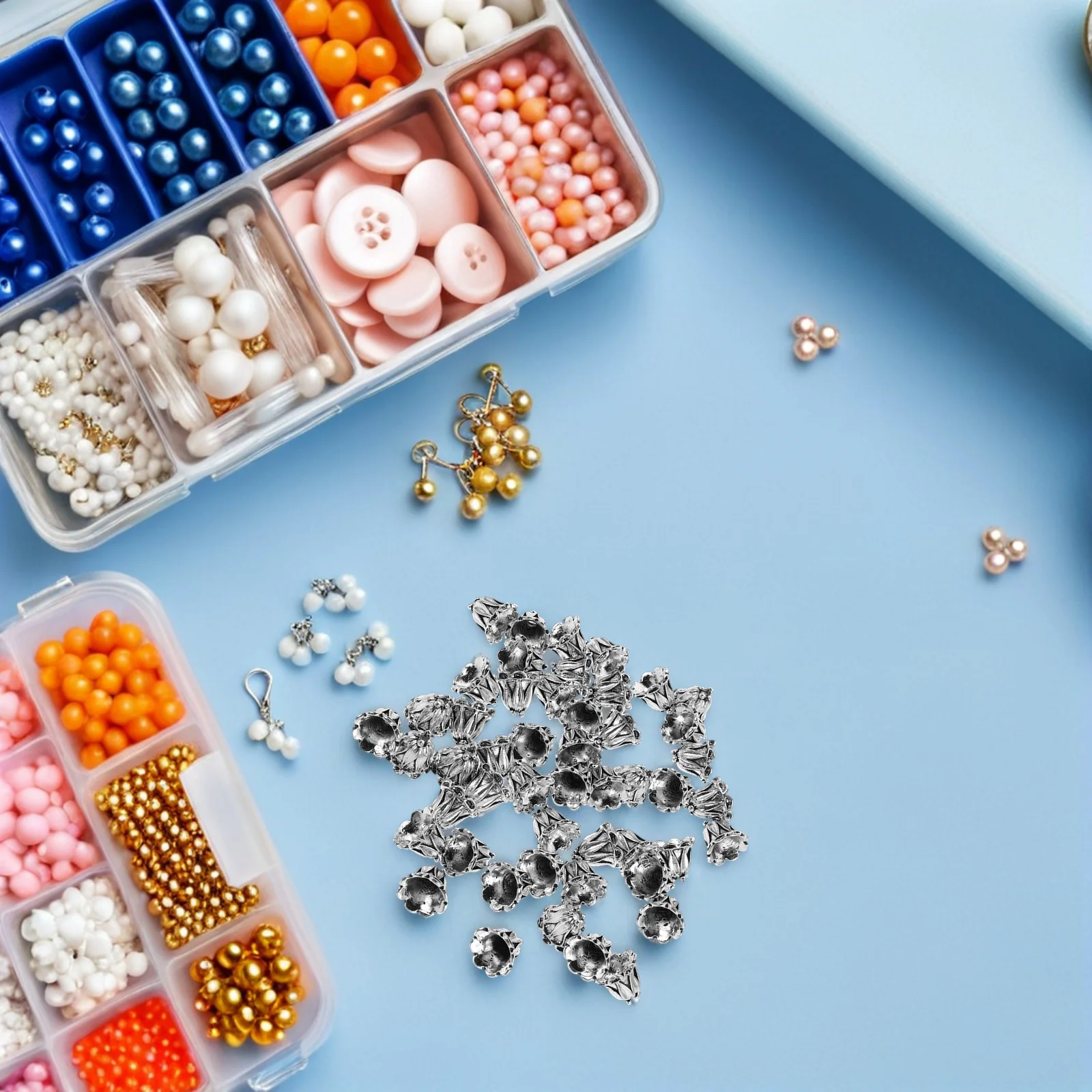 

50 Pcs Retro Accessories Flower Bead Cap Charms Brass Caps Jewelry Beads DIY Necklace Floral Spacers Alloy Bracelet Making