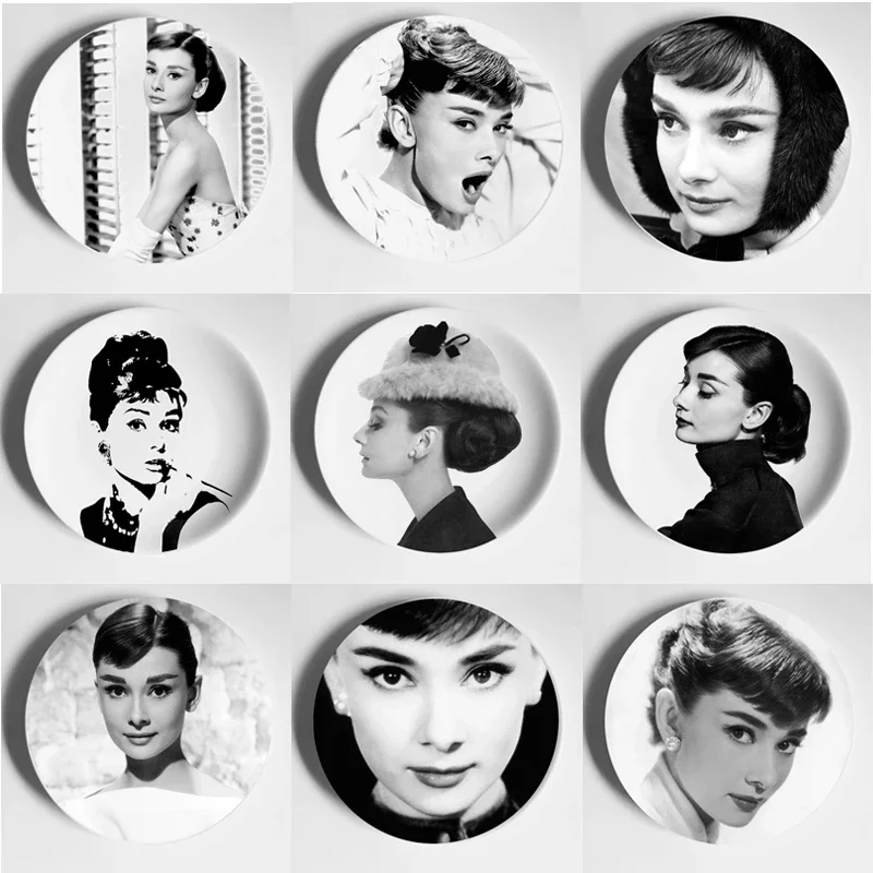 Audrey Hepburn Art Dish Background Wall Plate Wall Decortaion Plate Decorative Plate Hangging Plate Wall Dish Home Decor