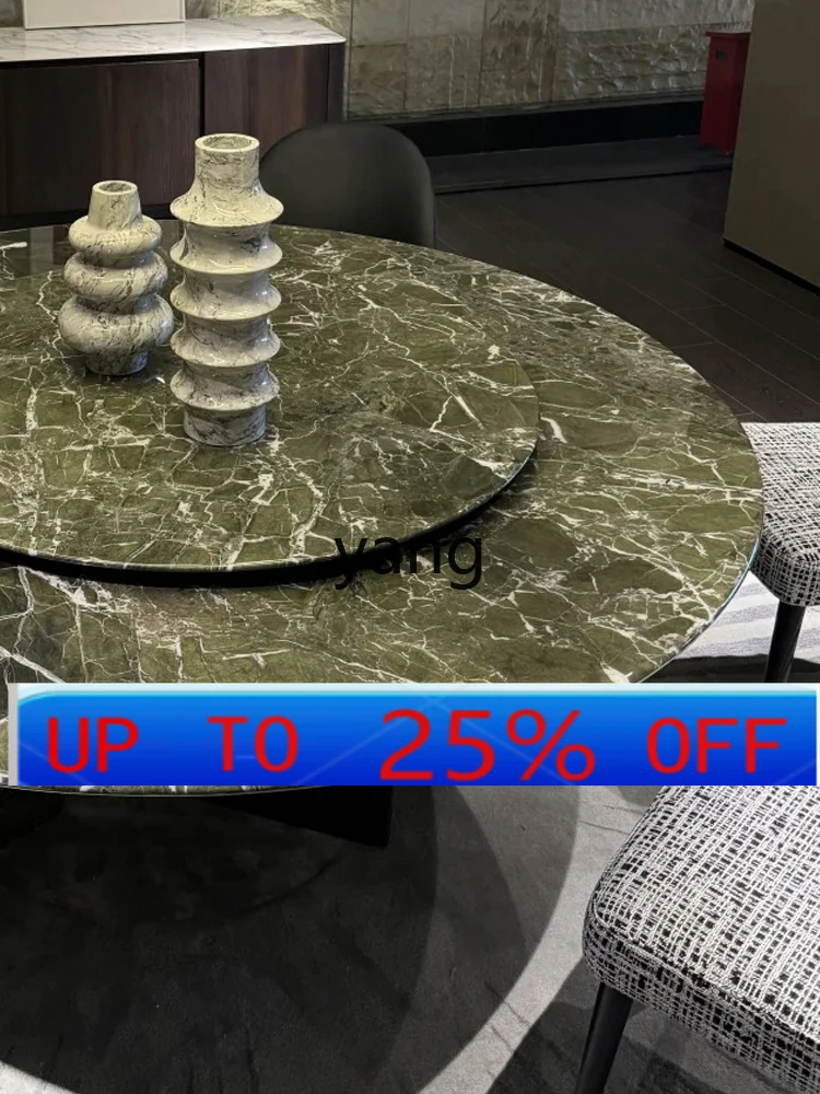 

Lmm Natural Marble Dining Table Round Modern Simple Dining Table with Turntable