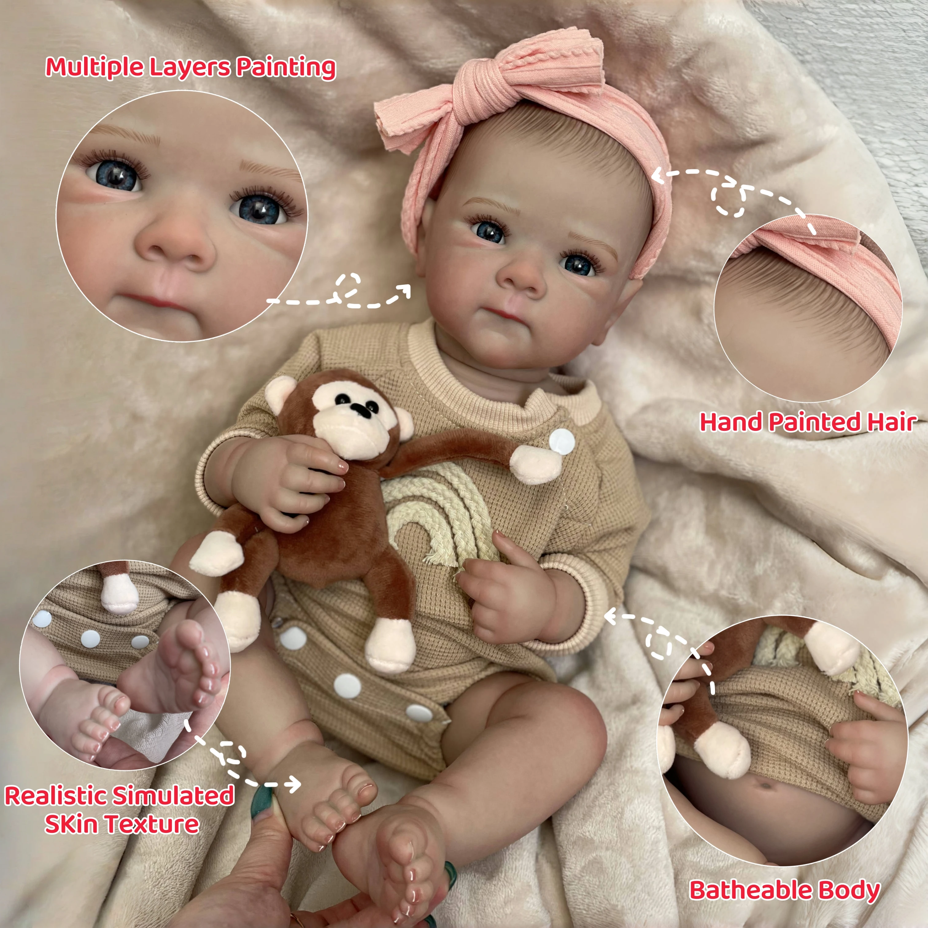 

18-дюймовая кукла для новорожденных Bettie Bebe, мягкая виниловая кукла ручной работы Reborn для девочек, подарок на день рождения/Рождество