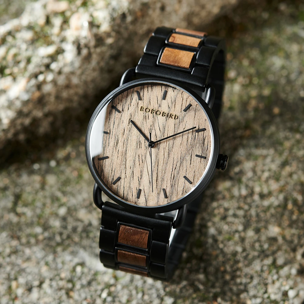 BOBO BIRD orologio da uomo in legno orologio da polso al quarzo orologio da polso Casual per uomo supporto orologio personalizzato OEM Dropshipping