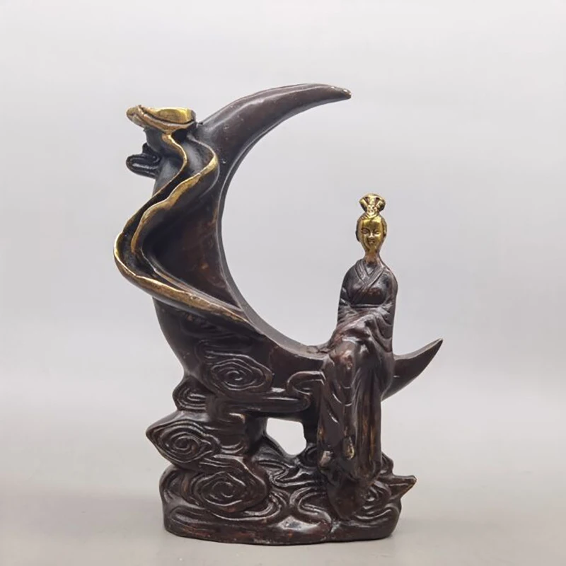 Gilt backflow ornament, antique collectible copperware, color, Chang'e copper incense burner